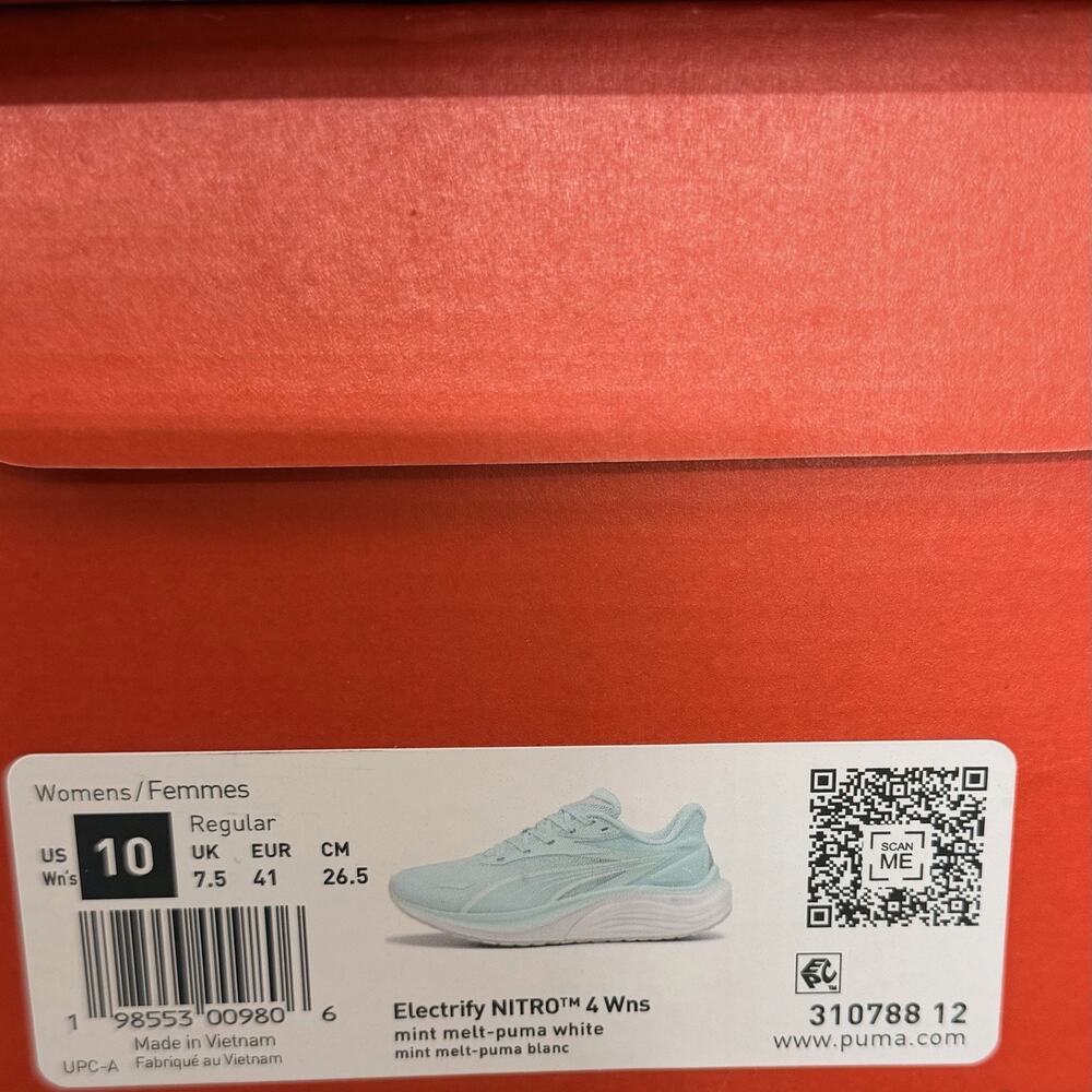 Puma Electrify Nitro 4 Mint White 310788 12 Womens Size 10 NEW Running Shoes - Picture 7 of 7
